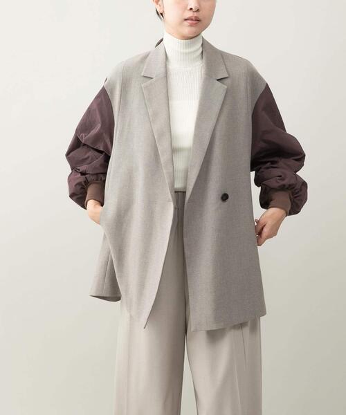 URBAN RESEARCH ROSSO WOMEN（アーバンリサーチ　ロッソ）の「『別注』CHIGNON×ROSSO　袖ドッキングフォルムジャケット（その他アウター・レディース・ベージュ系その他/チャコールグレー・FREE）」の11枚目の写真