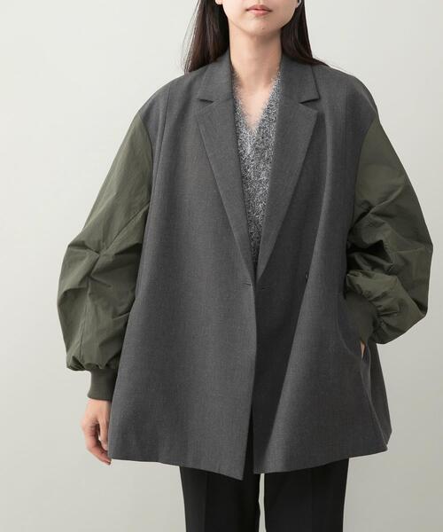 URBAN RESEARCH ROSSO WOMEN（アーバンリサーチ　ロッソ）の「『別注』CHIGNON×ROSSO　袖ドッキングフォルムジャケット（その他アウター・レディース・ベージュ系その他/チャコールグレー・FREE）」の19枚目の写真