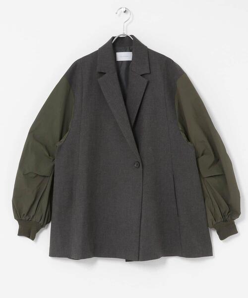 URBAN RESEARCH ROSSO WOMEN（アーバンリサーチ　ロッソ）の「『別注』CHIGNON×ROSSO　袖ドッキングフォルムジャケット（その他アウター・レディース・ベージュ系その他/チャコールグレー・FREE）」の4枚目の写真