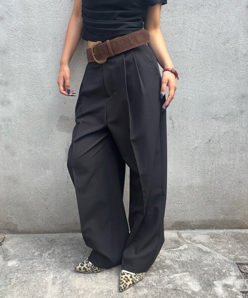 WHO'S WHO gallery(フーズフーギャラリー)の「2タックフォールスラックス(スラックス・レディース・グレー/ブラック/ブラウン・SMALL/MEDIUM)」の1枚目の写真