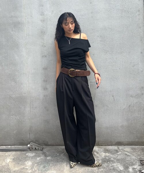 WHO'S WHO gallery(フーズフーギャラリー)の「2タックフォールスラックス(スラックス・レディース・グレー/ブラック/ブラウン・SMALL/MEDIUM)」の20枚目の写真