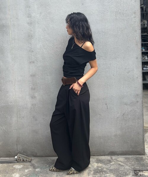 WHO'S WHO gallery(フーズフーギャラリー)の「2タックフォールスラックス(スラックス・レディース・グレー/ブラック/ブラウン・SMALL/MEDIUM)」の21枚目の写真