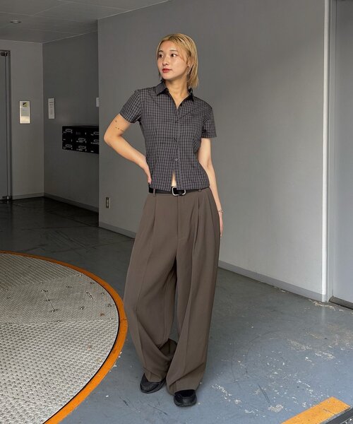 WHO'S WHO gallery(フーズフーギャラリー)の「2タックフォールスラックス(スラックス・レディース・グレー/ブラック/ブラウン・SMALL/MEDIUM)」の10枚目の写真