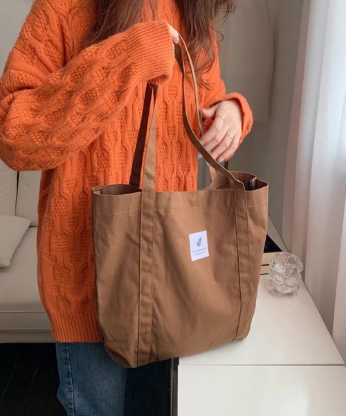 shopnikoniko(ショップニコニコ)の「ロゴワッペン キャンバス トートバッグ(トートバッグ・レディース・ピンク/ブラウン/ブラック/ブルー/パープル/ホワイト・フリー)」の3枚目の写真