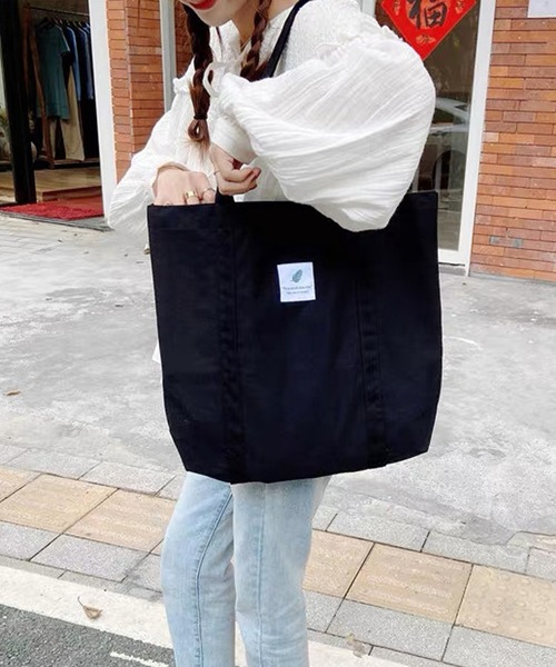 shopnikoniko(ショップニコニコ)の「ロゴワッペン キャンバス トートバッグ(トートバッグ・レディース・ピンク/ブラウン/ブラック/ブルー/パープル/ホワイト・フリー)」の7枚目の写真