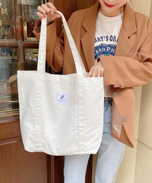 shopnikoniko(ショップニコニコ)の「ロゴワッペン キャンバス トートバッグ(トートバッグ・レディース・ピンク/ブラウン/ブラック/ブルー/パープル/ホワイト・フリー)」の11枚目の写真