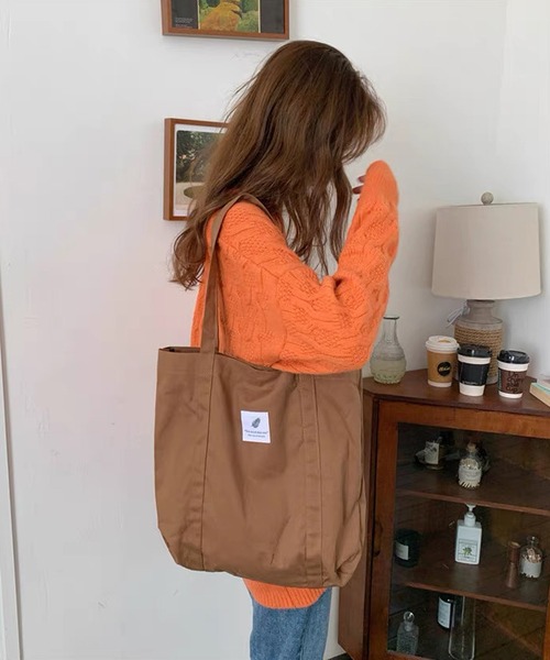 shopnikoniko(ショップニコニコ)の「ロゴワッペン キャンバス トートバッグ(トートバッグ・レディース・ピンク/ブラウン/ブラック/ブルー/パープル/ホワイト・フリー)」の18枚目の写真