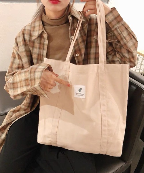 shopnikoniko(ショップニコニコ)の「ロゴワッペン キャンバス トートバッグ(トートバッグ・レディース・ピンク/ブラウン/ブラック/ブルー/パープル/ホワイト・フリー)」の19枚目の写真