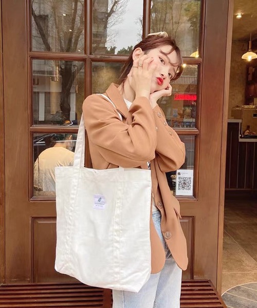 shopnikoniko(ショップニコニコ)の「ロゴワッペン キャンバス トートバッグ(トートバッグ・レディース・ピンク/ブラウン/ブラック/ブルー/パープル/ホワイト・フリー)」の13枚目の写真