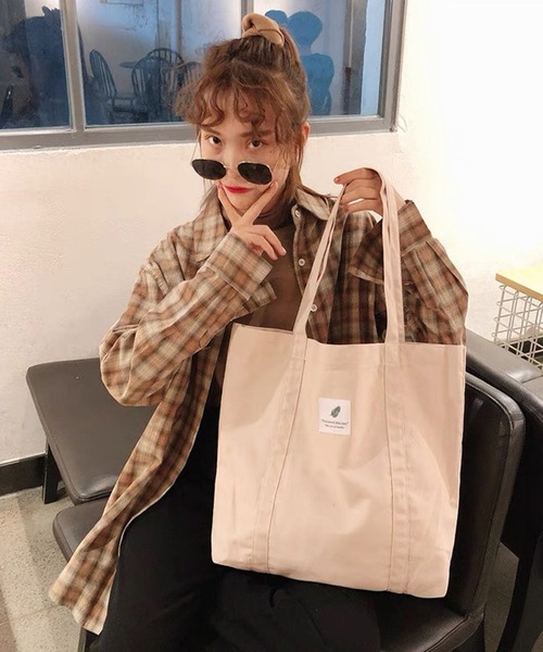 shopnikoniko(ショップニコニコ)の「ロゴワッペン キャンバス トートバッグ(トートバッグ・レディース・ピンク/ブラウン/ブラック/ブルー/パープル/ホワイト・フリー)」の21枚目の写真