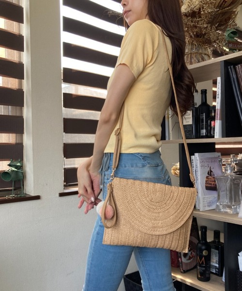 tolene(トレネ)の「ペーパー素材メッシュ編みストローフラップ2way クラッチバッグ ショルダーバッグ(ショルダーバッグ・レディース・オフホワイト/ベージュ・FREE)」の18枚目の写真