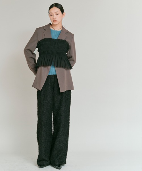 W:Huku(フーク)の「【W:Huku / リンクルフリーツイル】シャーリング テーラード ジャケット / Wrinkle-Free Stretch Twill Shirring Jacket(テーラードジャケット・レディース・ブラウン/杢グレー/ブラック・FREE)」の18枚目の写真
