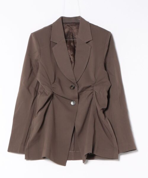 W:Huku(フーク)の「【W:Huku / リンクルフリーツイル】シャーリング テーラード ジャケット / Wrinkle-Free Stretch Twill Shirring Jacket(テーラードジャケット・レディース・ブラウン/杢グレー/ブラック・FREE)」の14枚目の写真