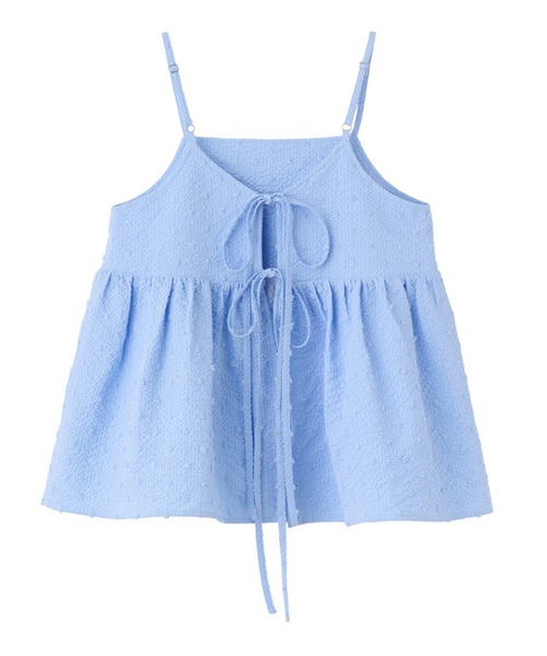 GENERAL IDEA(ジェネラルアイデア)の「GENERAL IDEA/ジェネラルアイディア textured bubble sleeveless blouse キャミソールビスチェ(キャミソール・レディース・ブルー/ホワイト・L/M)」の17枚目の写真