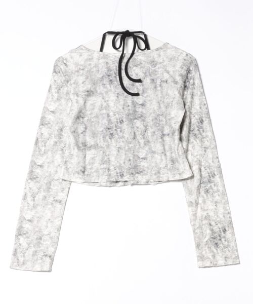 GORGE(ゴージ)の「《レースアップ×ペイント柄》レディース クロップドトップス 編み上げデザイン 春秋(Tシャツ/カットソー・レディース・ブラック/ブルー・F)」の8枚目の写真