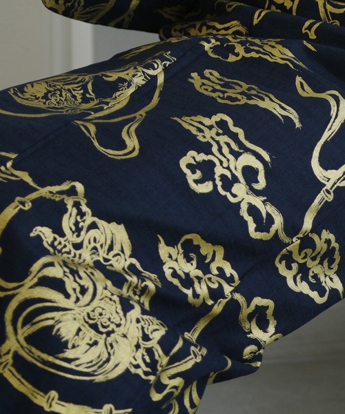 utatane(ウタタネ)の「着物 単衣 ニコアンティーク 風神雷神 ブラック(着物・レディース・ブラック・FREE)」の7枚目の写真