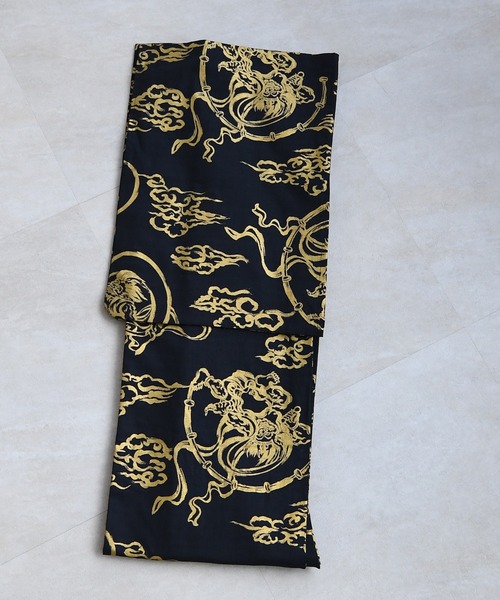 utatane(ウタタネ)の「着物 単衣 ニコアンティーク 風神雷神 ブラック(着物・レディース・ブラック・FREE)」の8枚目の写真