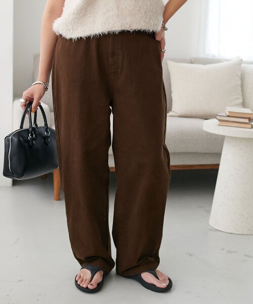 DISCOAT（ディスコート）の「【ユニセックス】ヘヴィツイルバレルレッグパンツ（その他パンツ・レディース・ライトベージュ/ダークブラウン・LARGE/MEDIUM）」の4枚目の写真