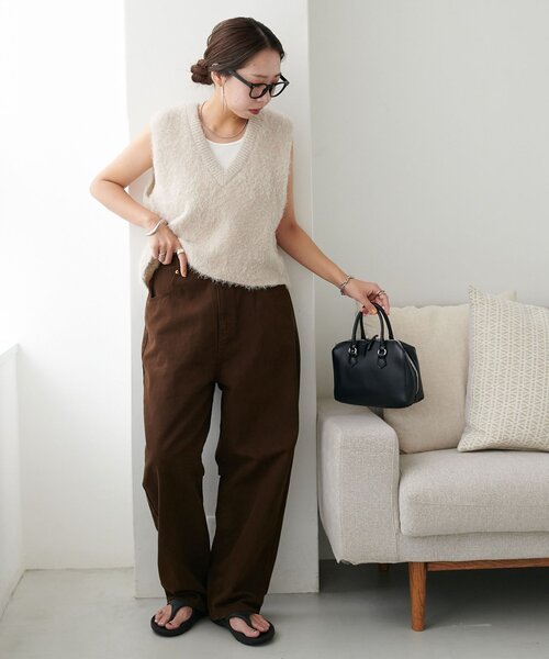 DISCOAT（ディスコート）の「【ユニセックス】ヘヴィツイルバレルレッグパンツ（その他パンツ・レディース・ライトベージュ/ダークブラウン・LARGE/MEDIUM）」の6枚目の写真