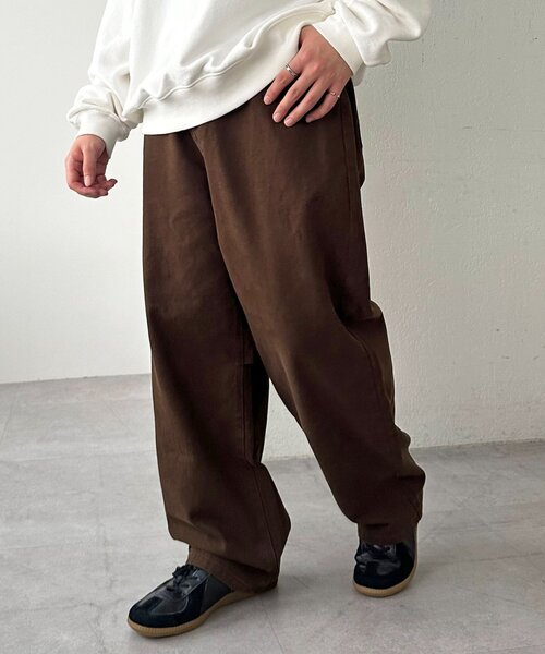 DISCOAT（ディスコート）の「【ユニセックス】ヘヴィツイルバレルレッグパンツ（その他パンツ・レディース・ライトベージュ/ダークブラウン・LARGE/MEDIUM）」の9枚目の写真