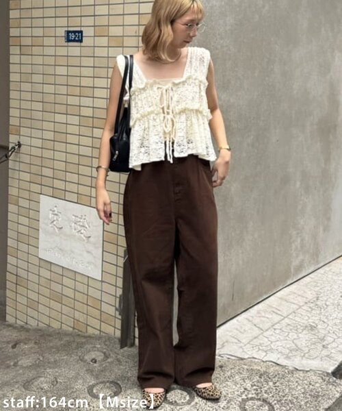 DISCOAT（ディスコート）の「【ユニセックス】ヘヴィツイルバレルレッグパンツ（その他パンツ・レディース・ライトベージュ/ダークブラウン・LARGE/MEDIUM）」の12枚目の写真