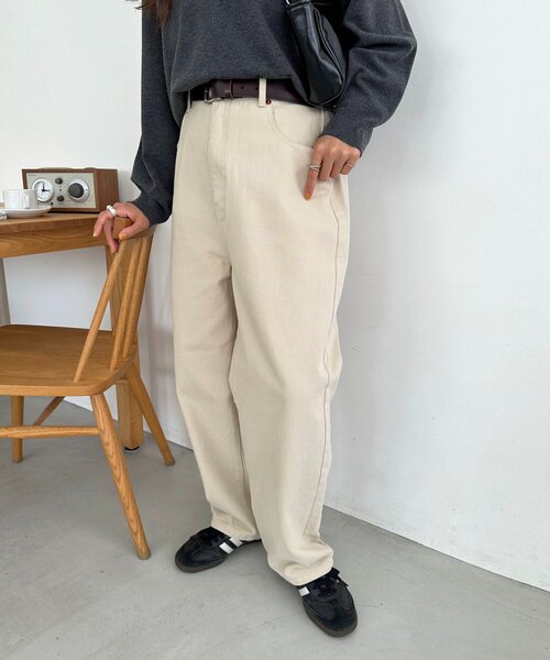 DISCOAT（ディスコート）の「【ユニセックス】ヘヴィツイルバレルレッグパンツ（その他パンツ・レディース・ライトベージュ/ダークブラウン・LARGE/MEDIUM）」の21枚目の写真