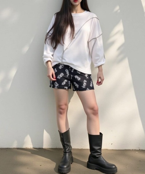 cammie(キャミー)の「ステッチデザインプルオーバー(スウェット・レディース・ブラック/ホワイト・M/L)」の8枚目の写真