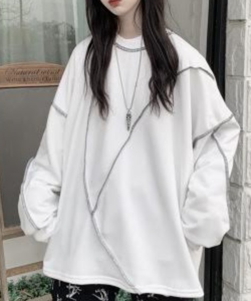 cammie(キャミー)の「ステッチデザインプルオーバー(スウェット・レディース・ブラック/ホワイト・M/L)」の7枚目の写真