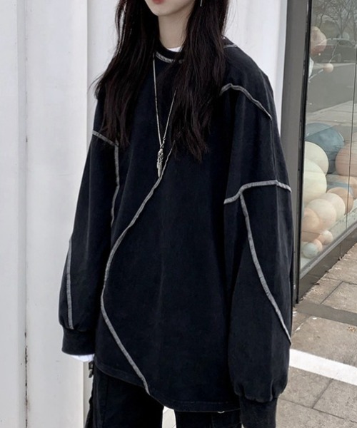 cammie(キャミー)の「ステッチデザインプルオーバー(スウェット・レディース・ブラック/ホワイト・M/L)」の11枚目の写真