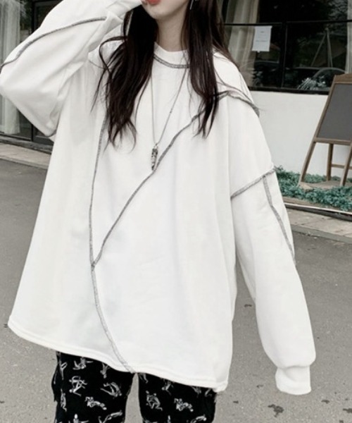 cammie(キャミー)の「ステッチデザインプルオーバー(スウェット・レディース・ブラック/ホワイト・M/L)」の5枚目の写真