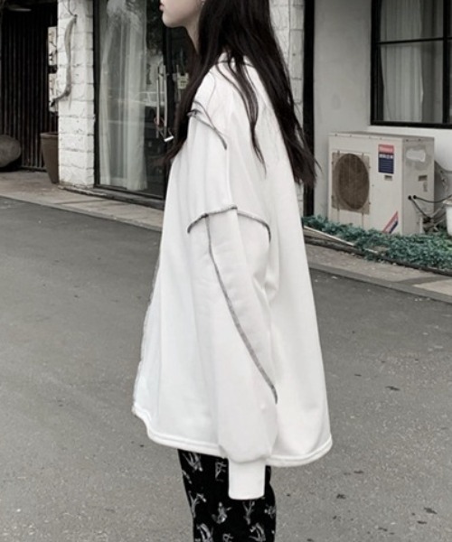 cammie(キャミー)の「ステッチデザインプルオーバー(スウェット・レディース・ブラック/ホワイト・M/L)」の3枚目の写真