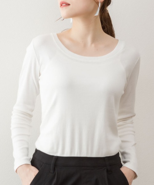 RCD(アールシーディー)の「コットンフライス プルオーバー 長袖Tシャツ(Tシャツ/カットソー・レディース・ブラック/ホワイト/ネイビー/杢グレー/チャコールグレー/カーキ/グレイッシュベージュ/ブルーグレー/ピンク系その他・3L/M/L/LL/4L)」の11枚目の写真