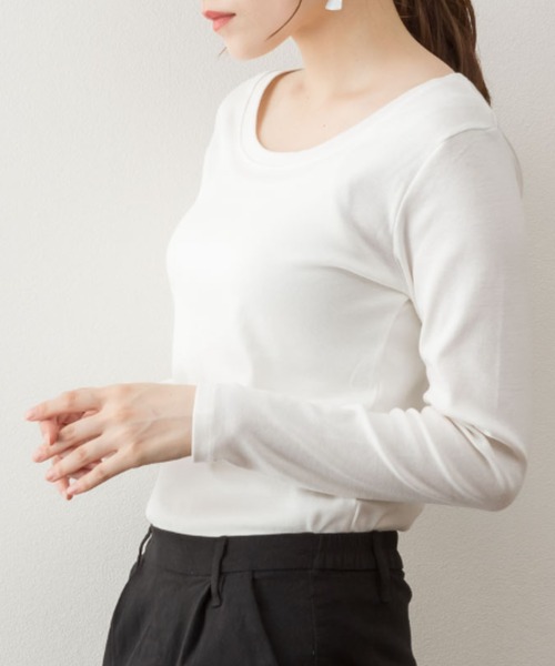 RCD(アールシーディー)の「コットンフライス プルオーバー 長袖Tシャツ(Tシャツ/カットソー・レディース・ブラック/ホワイト/ネイビー/杢グレー/チャコールグレー/カーキ/グレイッシュベージュ/ブルーグレー/ピンク系その他・3L/M/L/LL/4L)」の10枚目の写真