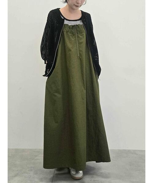 SM2(エスエムツー)の「コットンナイロンハーフジップジャンパースカート(ワンピース・レディース・ベージュ/ブルー/カーキ/ブラック・F)」の3枚目の写真