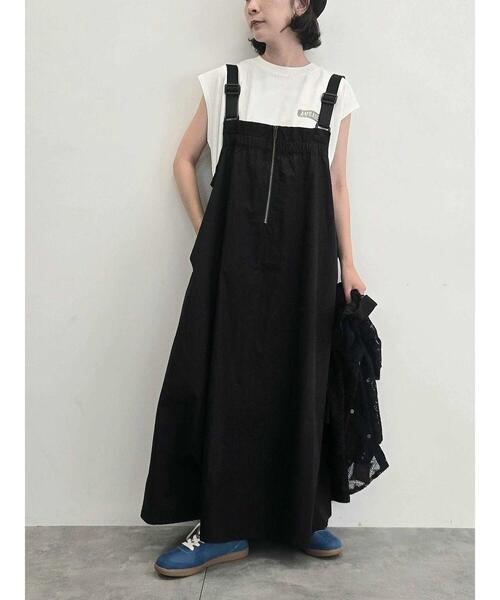 SM2(エスエムツー)の「コットンナイロンハーフジップジャンパースカート(ワンピース・レディース・ベージュ/ブルー/カーキ/ブラック・F)」の5枚目の写真