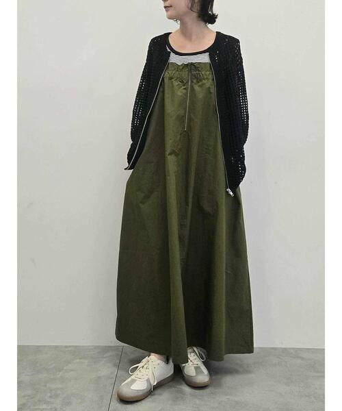 SM2(エスエムツー)の「コットンナイロンハーフジップジャンパースカート(ワンピース・レディース・ベージュ/ブルー/カーキ/ブラック・F)」の6枚目の写真