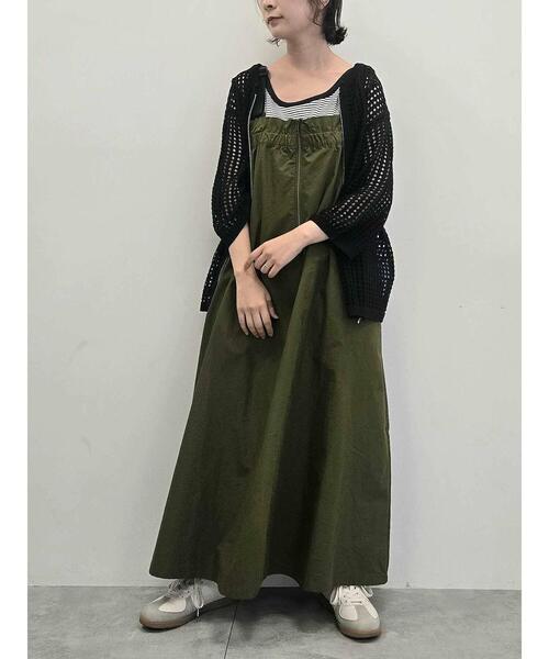 SM2(エスエムツー)の「コットンナイロンハーフジップジャンパースカート(ワンピース・レディース・ベージュ/ブルー/カーキ/ブラック・F)」の7枚目の写真