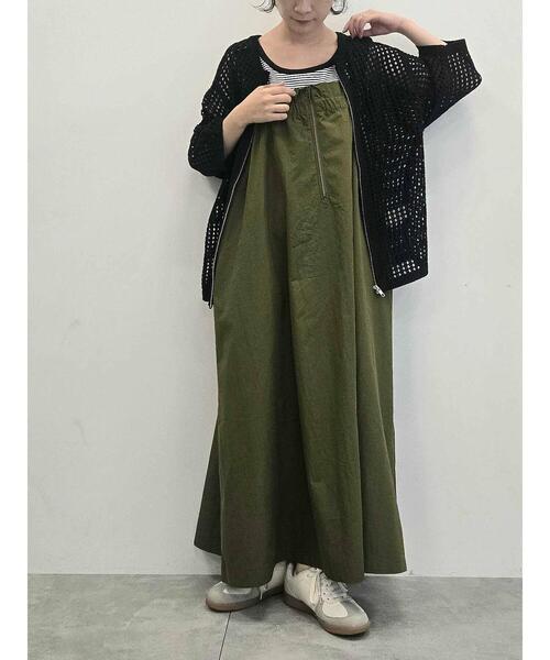 SM2(エスエムツー)の「コットンナイロンハーフジップジャンパースカート(ワンピース・レディース・ベージュ/ブルー/カーキ/ブラック・F)」の8枚目の写真