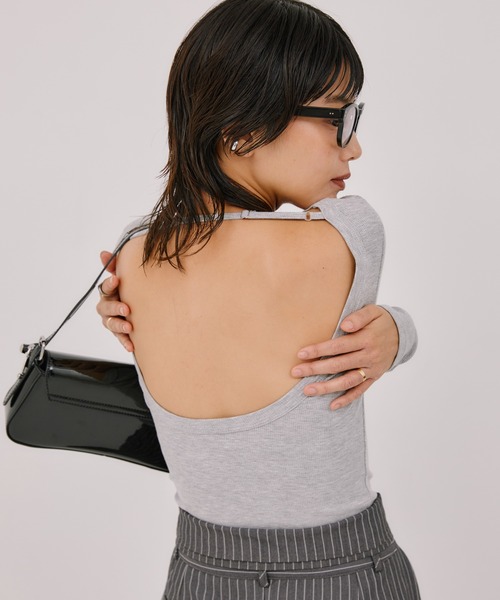 LIENCOEUR（リアンクール）の「バックオープントップス（Tシャツ/カットソー・レディース・グレー/ホワイト/ブラック・FREE）」の7枚目の写真