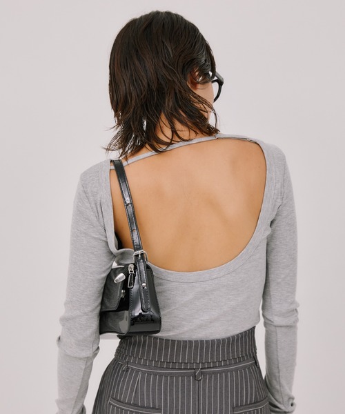 LIENCOEUR（リアンクール）の「バックオープントップス（Tシャツ/カットソー・レディース・グレー/ホワイト/ブラック・FREE）」の8枚目の写真