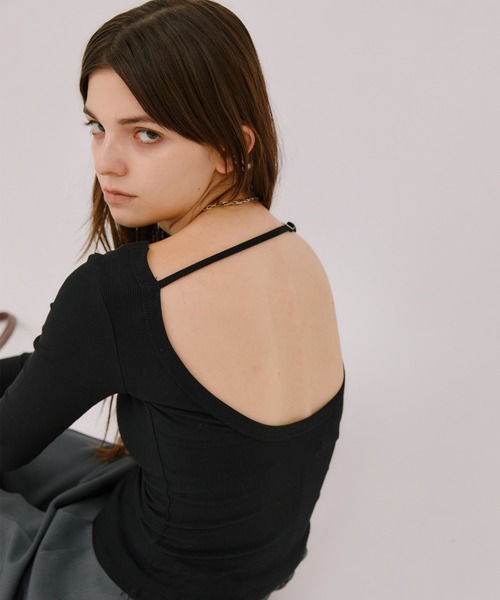 LIENCOEUR（リアンクール）の「バックオープントップス（Tシャツ/カットソー・レディース・グレー/ホワイト/ブラック・FREE）」の15枚目の写真