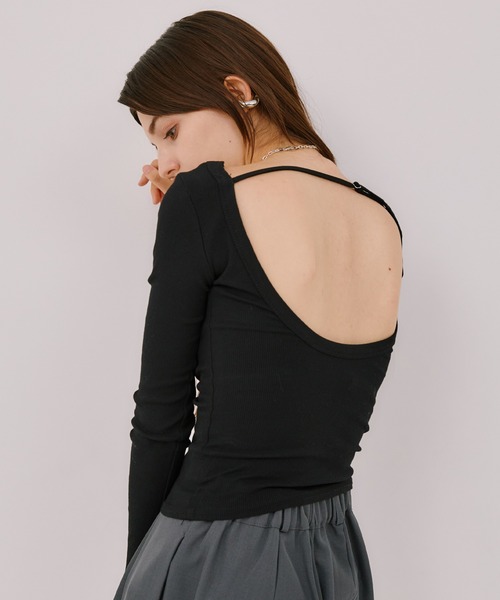 LIENCOEUR（リアンクール）の「バックオープントップス（Tシャツ/カットソー・レディース・グレー/ホワイト/ブラック・FREE）」の16枚目の写真