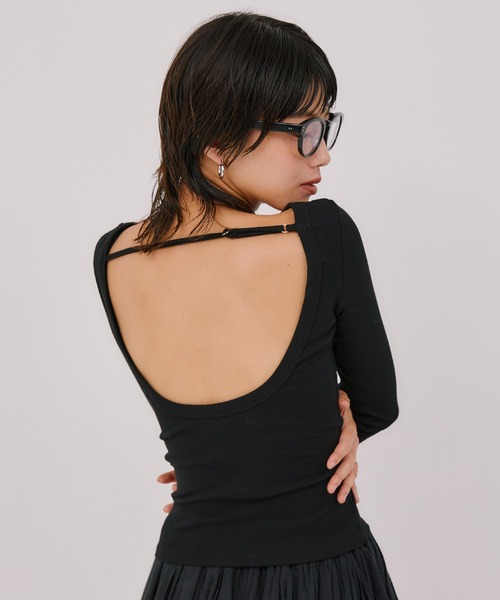 LIENCOEUR（リアンクール）の「バックオープントップス（Tシャツ/カットソー・レディース・グレー/ホワイト/ブラック・FREE）」の22枚目の写真