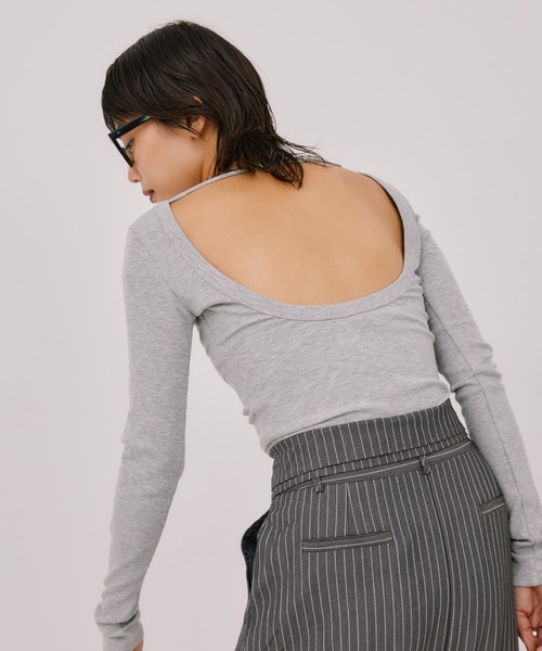 LIENCOEUR（リアンクール）の「バックオープントップス（Tシャツ/カットソー・レディース・グレー/ホワイト/ブラック・FREE）」の9枚目の写真