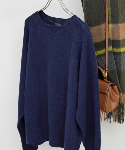 Spick and Span ウールカシミヤ ラグランクルーネックニット　新品 WEB限定カラー有り》ウールカシミヤ ラグランクルーネックニット