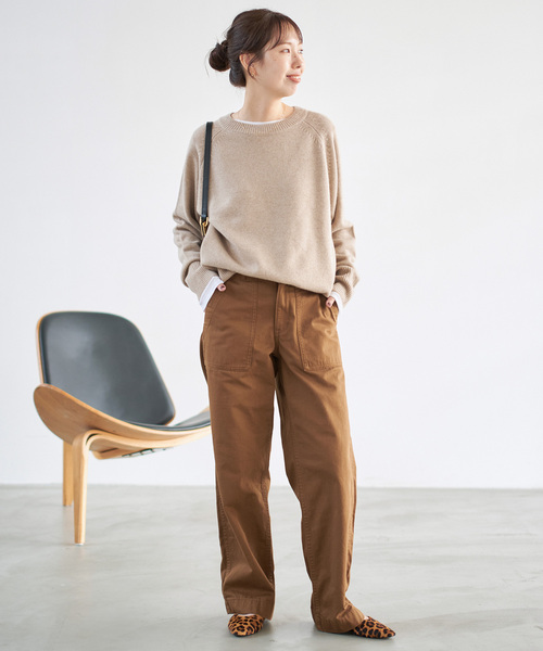 Spick & Span（スピックアンドスパン）の「《WEB限定カラー有り》ウールカシミヤ ラグランクルーネックニット（ニット/セーター・レディース・ブラック/グレー/ネイビー/ベージュ/オレンジ/イエロー・FREE）」の18枚目の写真