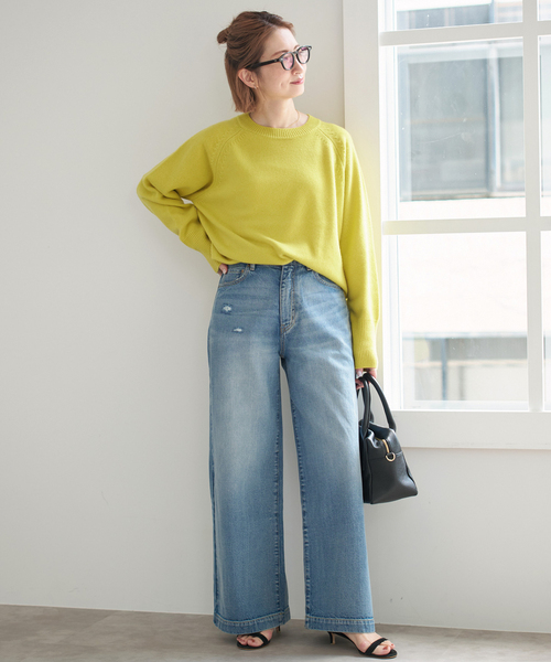 Spick & Span（スピックアンドスパン）の「《WEB限定カラー有り》ウールカシミヤ ラグランクルーネックニット（ニット/セーター・レディース・ブラック/グレー/ネイビー/ベージュ/オレンジ/イエロー・FREE）」の21枚目の写真