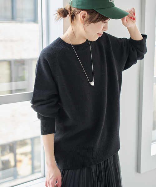 セール】《WEB限定カラー有り》ウールカシミヤ ラグランクルーネック