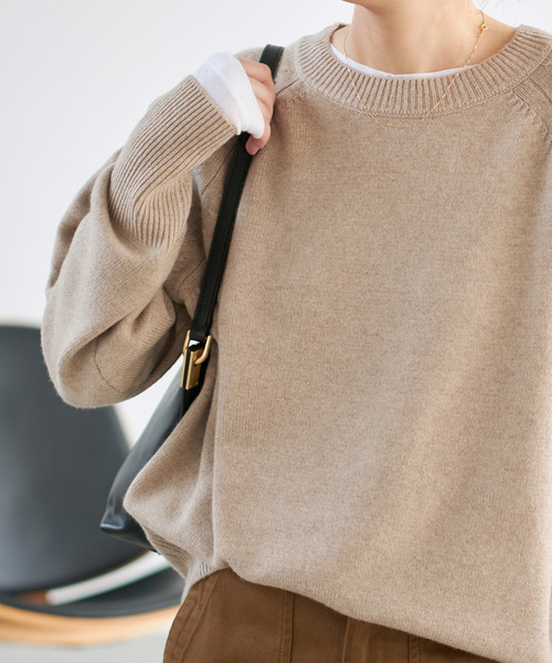 セール】《WEB限定カラー有り》ウールカシミヤ ラグランクルーネック