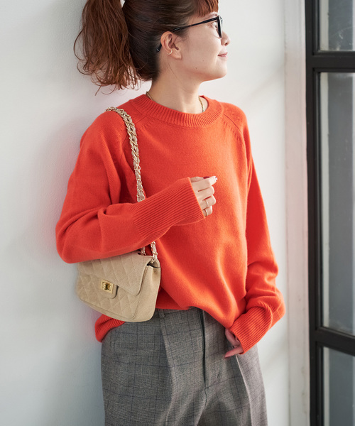 セール】《WEB限定カラー有り》ウールカシミヤ ラグランクルーネック